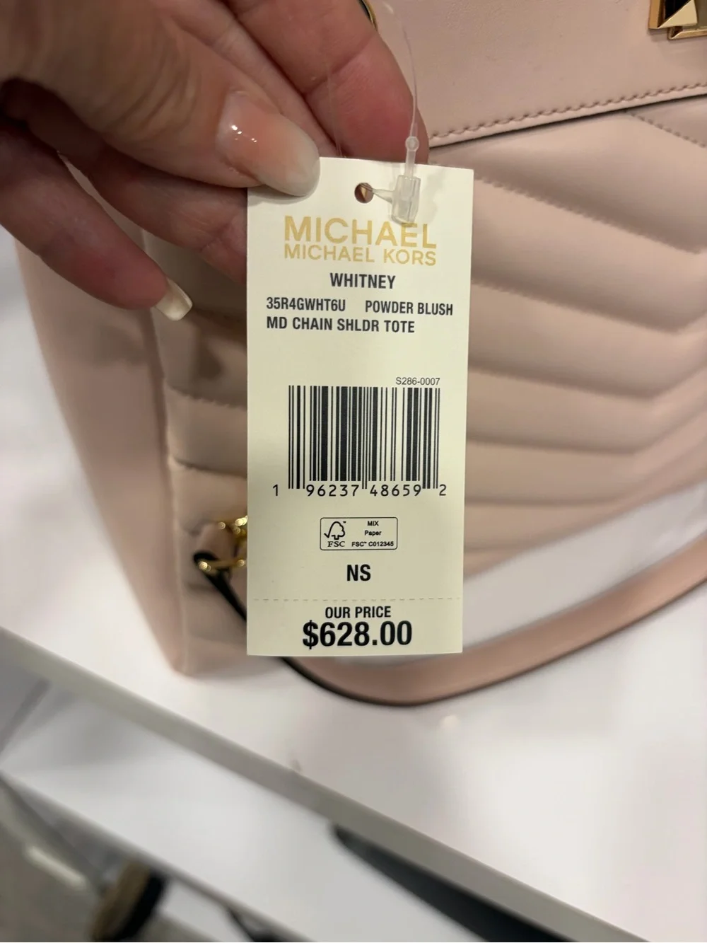 Michael Kors Pink Quilted Shoulder Bag with Gold Chain